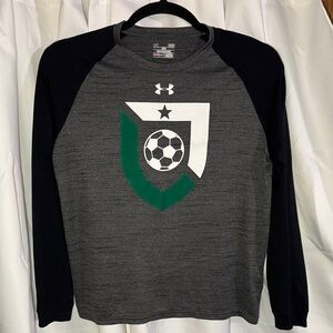 Under Armour Gray and Black Long Sleeve with Soccer Graphic size Large